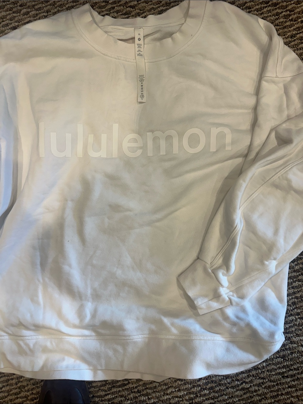 lululemon athletica White Crewneck Logo Sweatshirt